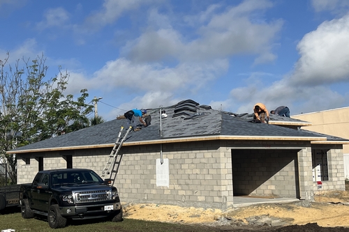 A new shingles roof installation