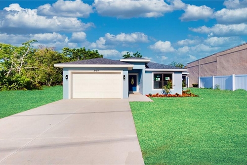 An exterior view of a new custom home