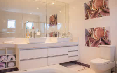 A modern, renovated bathroom